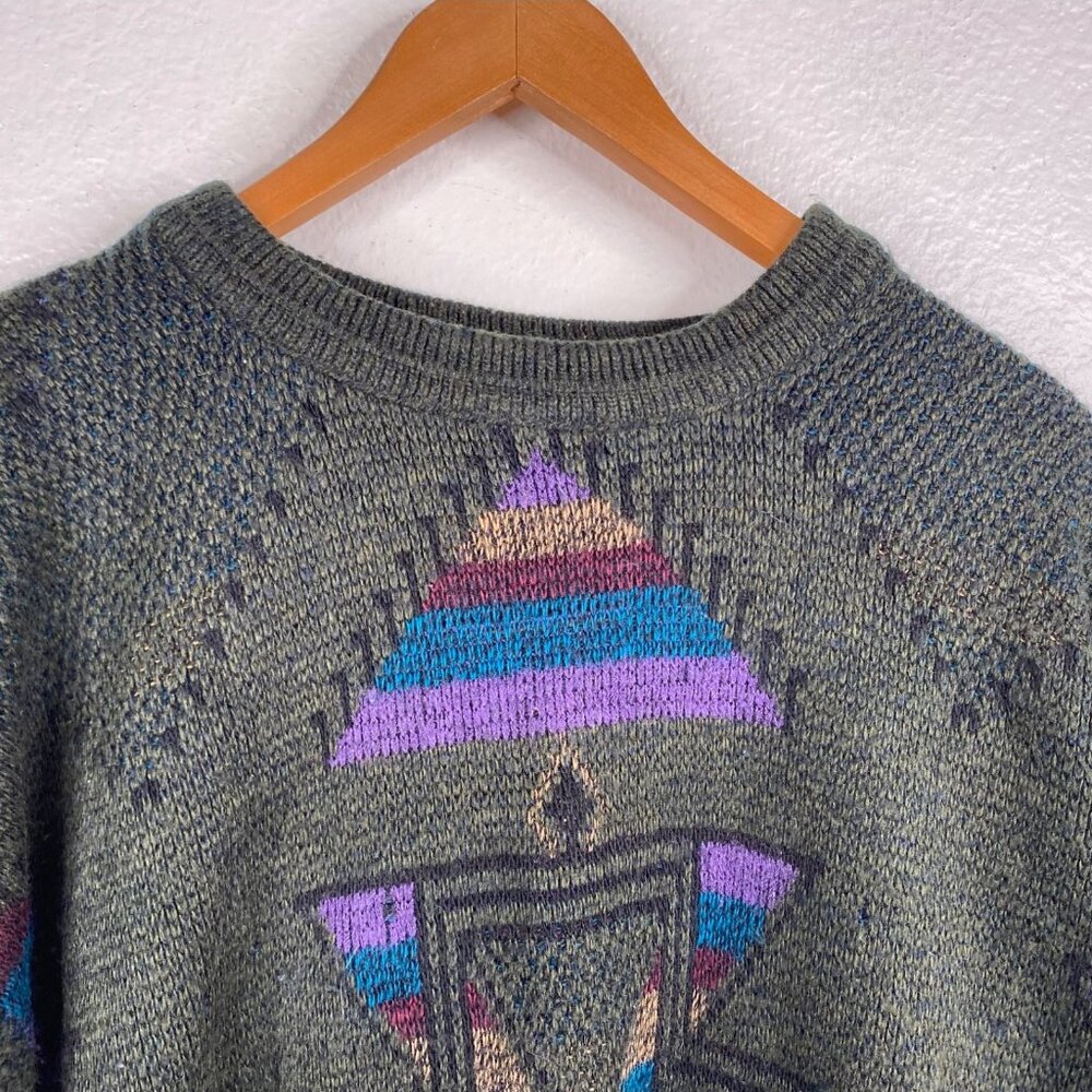 Vtg Jantzen Sweater Men's Multicolor Sz L Oversized Preppy Grunge Pullover - Picture 3 of 11